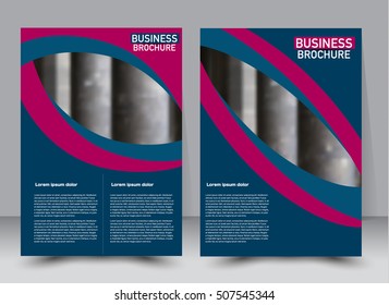 Flyer design template. Annual report cover.  Brochure background. For magazine front page, business, education, presentation. Vector illustration a4 size. Blue and pink color.
