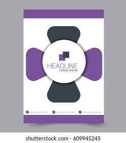 Flyer design template. Annual report cover. Booklet for education, advertisement, presentation, magazine page. a4 size vector illustration. Purple color