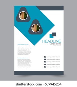 Flyer design template. Annual report cover. Booklet for education, advertisement, presentation, magazine page. a4 size vector illustration. Blue color
