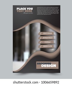 Flyer design template. Black and brown color. Vector illustration.
