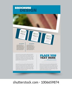 Flyer design template. Blue color. Vector illustration.