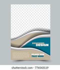 Flyer design template. Blue color. Vector illustration.