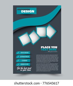 Flyer design template. Blue color. Vector illustration.