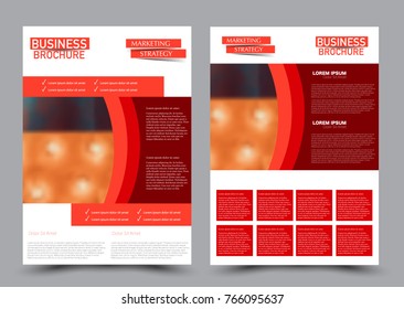 Flyer design template. Brochure abstract background for business, education, presentation, advertisement. Editable vector illustration. Red color.