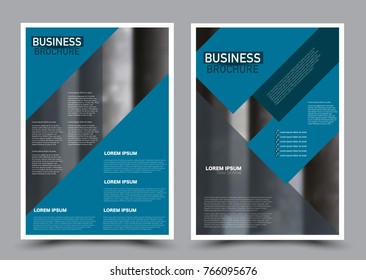 Flyer design template. Brochure abstract background for business, education, presentation, advertisement. Editable vector illustration. Blue color.