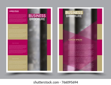 Flyer design template. Brochure abstract background for business, education, presentation, advertisement. Editable vector illustration. Pink color.