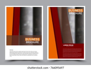 Flyer design template. Brochure abstract background for business, education, presentation, advertisement. Editable vector illustration. Orange and red color.