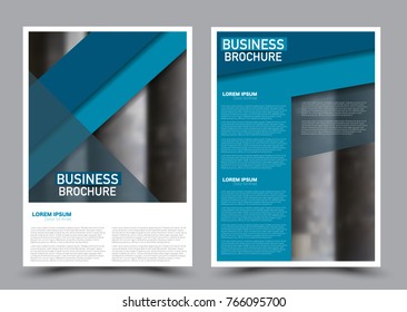 Flyer design template. Brochure abstract background for business, education, presentation, advertisement. Editable vector illustration. Blue color.