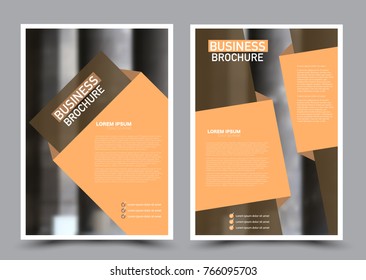 Flyer design template. Brochure abstract background for business, education, presentation, advertisement. Editable vector illustration. Orange color.