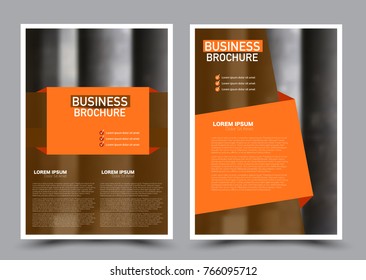Flyer design template. Brochure abstract background for business, education, presentation, advertisement. Editable vector illustration. Orange color.