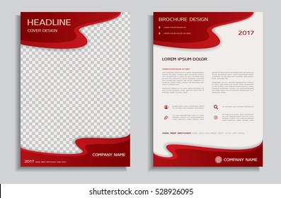 Flyer design template - brochure - annual report - cover - booklet with red wavy background, front and back page
