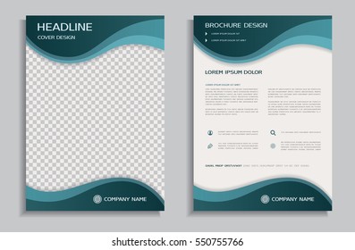 Flyer design template - brochure - annual report with wavy background, front and back page