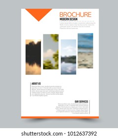 Flyer design template. Brochure layout. Orange color. Vector illustration.