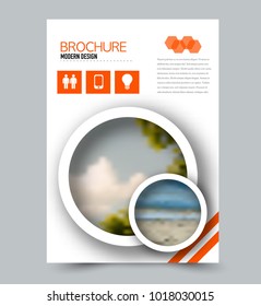 Flyer design template. Brochure layout. Orange color. Vector illustration.