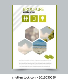 Flyer design template. Brochure layout. Green color. Vector illustration.