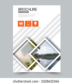 Flyer design template. Brochure layout. Orange color. Vector illustration.