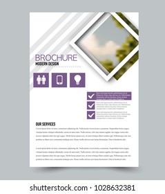 Flyer design template. Brochure layout. Purple color. Vector illustration.