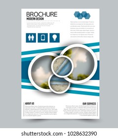 Flyer design template. Brochure layout. Blue color. Vector illustration.