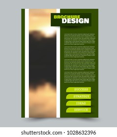 Flyer design template. Brochure layout. Green color. Vector illustration.