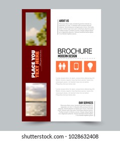 Flyer design template. Brochure layout. Red and orange color. Vector illustration.