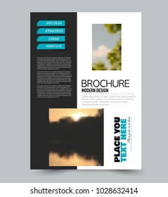 Flyer design template. Brochure layout. Black and blue color. Vector illustration.