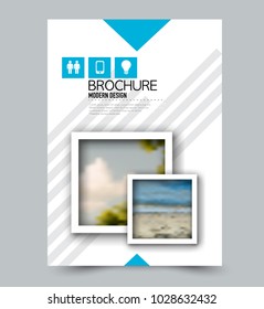 Flyer design template. Brochure layout. Blue color. Vector illustration.