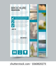 Flyer design template. Brochure layout. Blue color. Vector illustration.