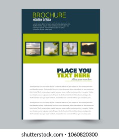 Flyer design template. Brochure layout. Blue and green color. Vector illustration.