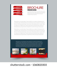 Flyer design template. Brochure layout. Blue and red color. Vector illustration.