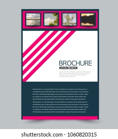 Flyer design template. Brochure layout. Pink and blue color. Vector illustration.