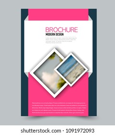 Flyer design template. Brochure layout. Blue and pink color. Vector illustration.