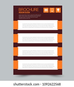 Flyer design template. Brochure layout. Red and orange color. Vector illustration.
