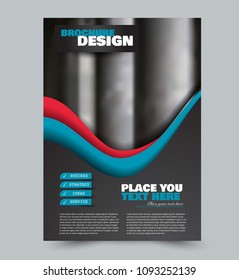 Flyer design template. Brochure layout. Black, blue, and red color. Vector illustration.