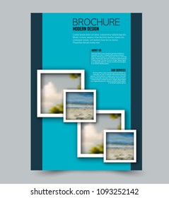 Flyer design template. Brochure layout. Blue color. Vector illustration.
