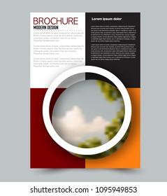 Flyer design template. Brochure layout. Red and orange color. Vector illustration.