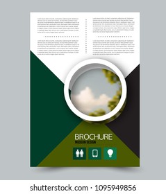 Flyer design template. Brochure layout. Green color. Vector illustration.