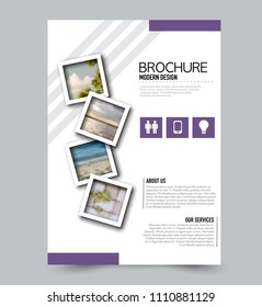 Flyer design template. Brochure layout. Purple color. Vector illustration.