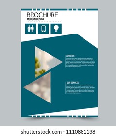 Flyer design template. Brochure layout. Blue color. Vector illustration.