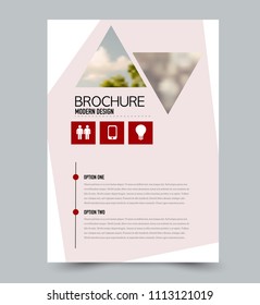 Flyer design template. Brochure layout. Red color. Vector illustration.