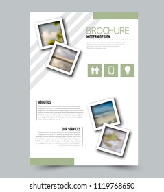 Flyer design template. Brochure layout. Green color. Vector illustration.