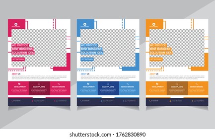Flyer design template, cover modern layout, annual report, poster, flyer in A4 with red, blue, yellow colorful triangles, shape design size a4 vector illustrator