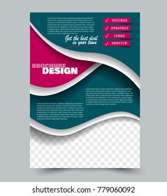 Flyer design template. Green and pink color. Vector illustration.