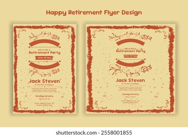 Flyer Design Template. happy, retirement, background, abstract, art, gold, illustration, party, poster, Retirement flyer template. Happy retirement, art, gold, illustration, party, poster