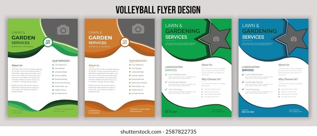 Flyer design template for lawn and gardening services. Design of a poster leaflet for gardening and tree services. Agricultural business flyer template, magazine, cover, poster design, booklet, cover,