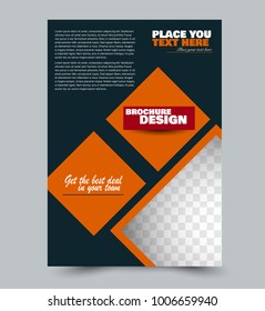 Flyer design template. Orange, red, and blue color. Vector illustration.