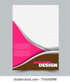 Flyer design template. Pink and brown color. Vector illustration.