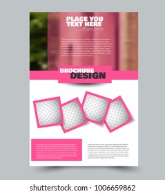 Flyer design template. Pink color. Vector illustration.