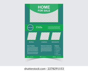 Plantilla de diseño de volante. Folleto profesional. Presentación del Vector de póster Inmobiliario.Leaflet. Teal Flyer con círculo abstracto, fondo de formas redondeadas. Revista de afiches modernos, diseño, plantilla. A4.


