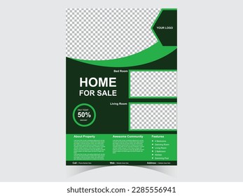 Plantilla de diseño de volante. Folleto profesional. Presentación del Vector de póster Inmobiliario.Leaflet. Teal Flyer con círculo abstracto, fondo de formas redondeadas. Revista de afiches modernos, diseño, plantilla. A4.


