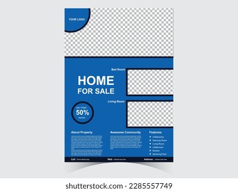 Flyer Design Template. Professional Brochure. Real Estate Poster Vector.Leaflet presentation. Teal Flyer with abstract circle, round shapes background. Modern poster magazine, layout, template. A4.


